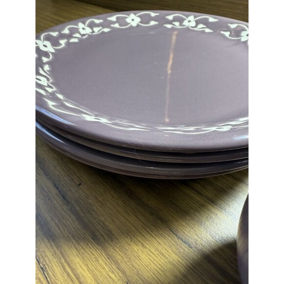 Vintage Jaliang Floral Ceramic Tea Set With Plates Creamer & Sugar Bowl Purple & - Picture 8 of 13